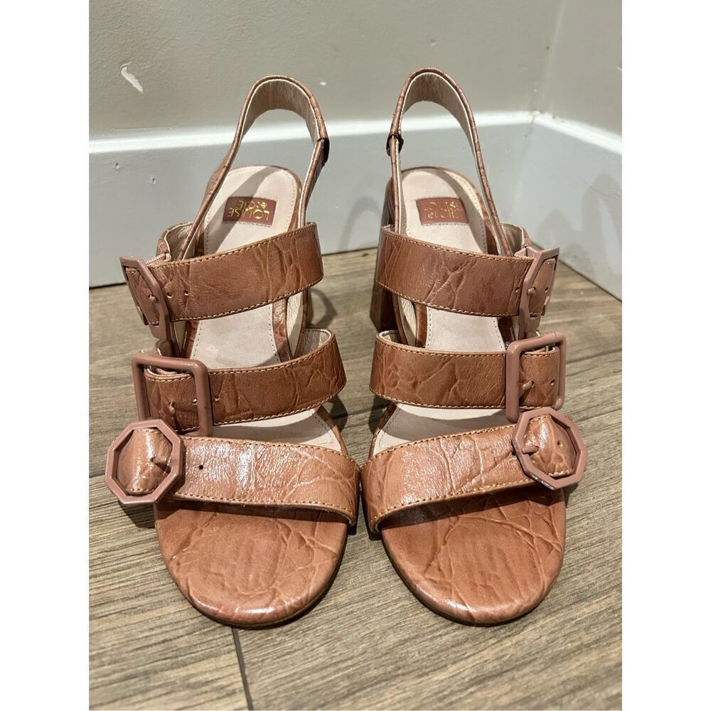 Louise et Cie Heels Block Sandals Pink Rose Croc